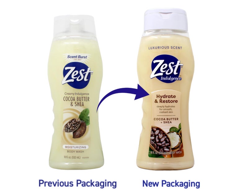 Zest Body Wash, Creamy Cocoa Butter & Shea, 18 Fl Oz - Image 4